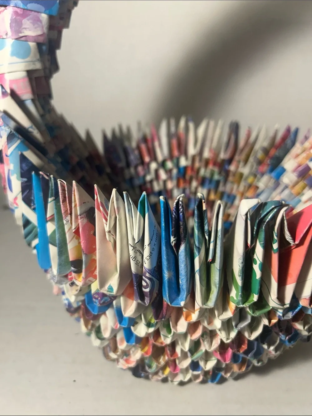 Colorful Handwoven Origami Paper Basket - Multicolor